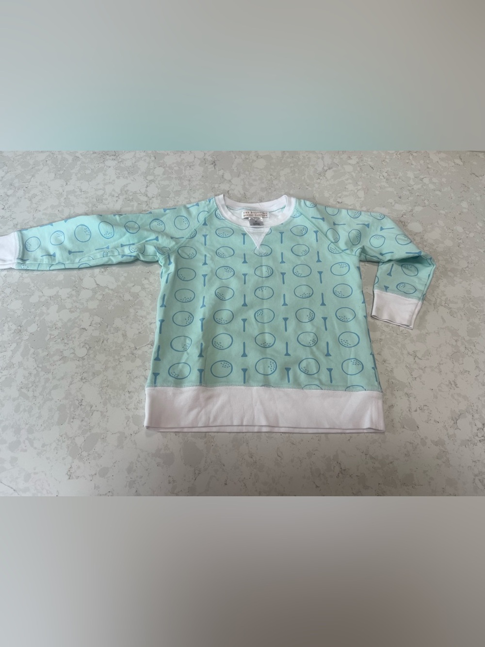 The Beaufort Bonnet Company Light Aqua Top with Blue Print